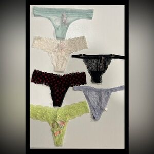 Victoria’s Secret Panties S Bundle Of 6 Black Blue White Lime Green Lace Sexy